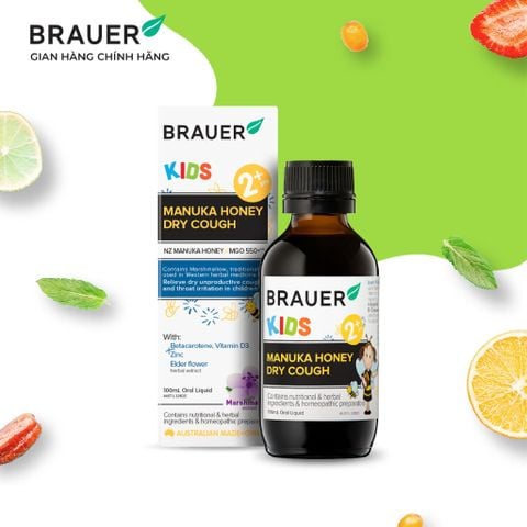  Thực phẩm bảo vệ sức khỏe: BRAUER MANUKA HONEY DRY COUGH 100ML 