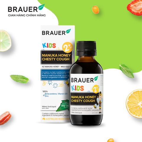  Thực phẩm bảo vệ sức khỏe: BRAUER KIDS MANUKA HONEY CHESTY COUGH 100ML 
