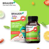  Thực phẩm bảo vệ sức khỏe BRAUER BABY & KIDS ULTRA  PURE COD LIVER OIL WITH DHA 