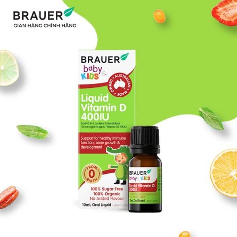  Thực phẩm bảo vệ sức khỏe: Brauer Baby & Kids Liquid  Vitamin D 400 IU 