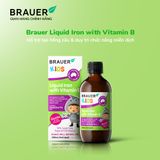  Siro BRAUER Liquid Iron with Vitamin B - Bổ sung Sắt & vitamin B cho trẻ từ 1 tuổi (200ml) 