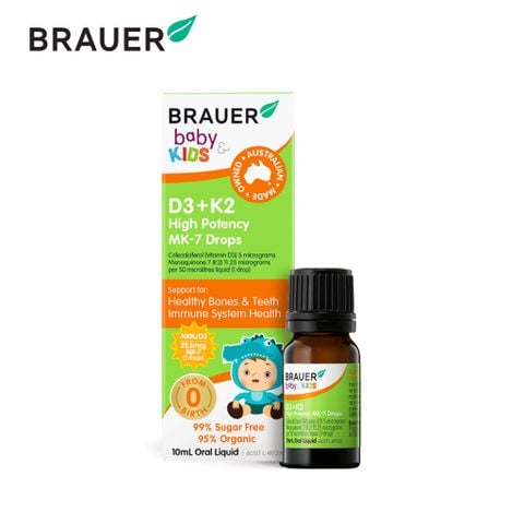  Thực phẩm bảo vệ sức khỏe Brauer Baby & Kids D3 + K2 High Potency MK-7 Drops 
