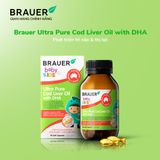  Vitamin BRAUER Baby & Kids Ultra Pure Cod Liver Oil with DHA - Bổ sung DHA tinh khiết cho trẻ từ 1 tuổi (90 viên nang) 