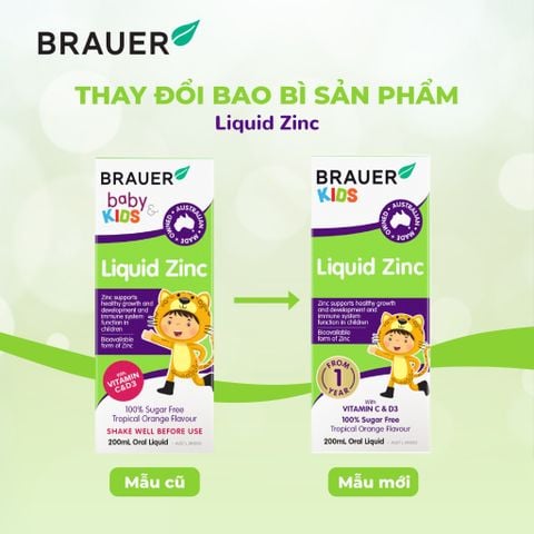  Thực phẩm bảo vệ sức khỏe Brauer  Kids Liquid Zinc 