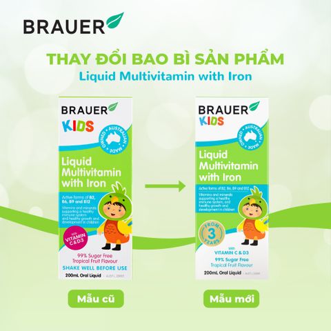  Thực phẩm bảo vệ sức khỏe  Brauer Kids Liquid Multivitamin with Iron 