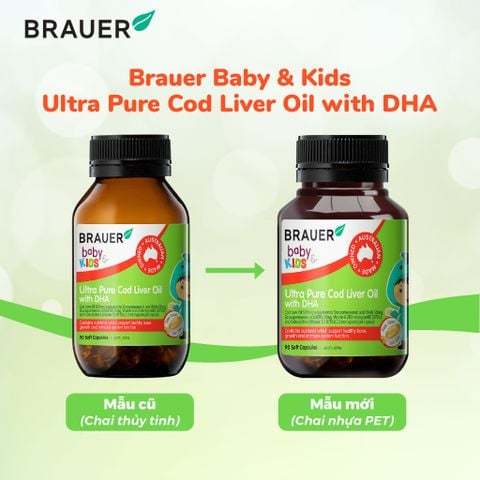  Thực phẩm bảo vệ sức khỏe BRAUER BABY & KIDS ULTRA  PURE COD LIVER OIL WITH DHA 