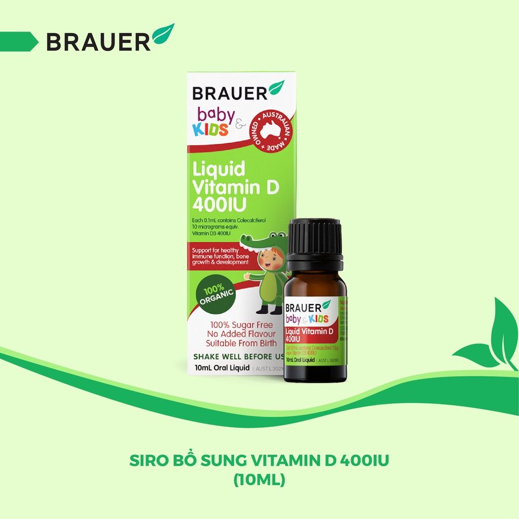  Siro BRAUER Liquid Vitamin D 400IU cho trẻ sơ sinh trở lên (10ml) 