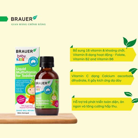  Thực phẩm bảo vệ sức khỏe: Brauer Baby & Kids Liquid Multivitamin for Toddlers 