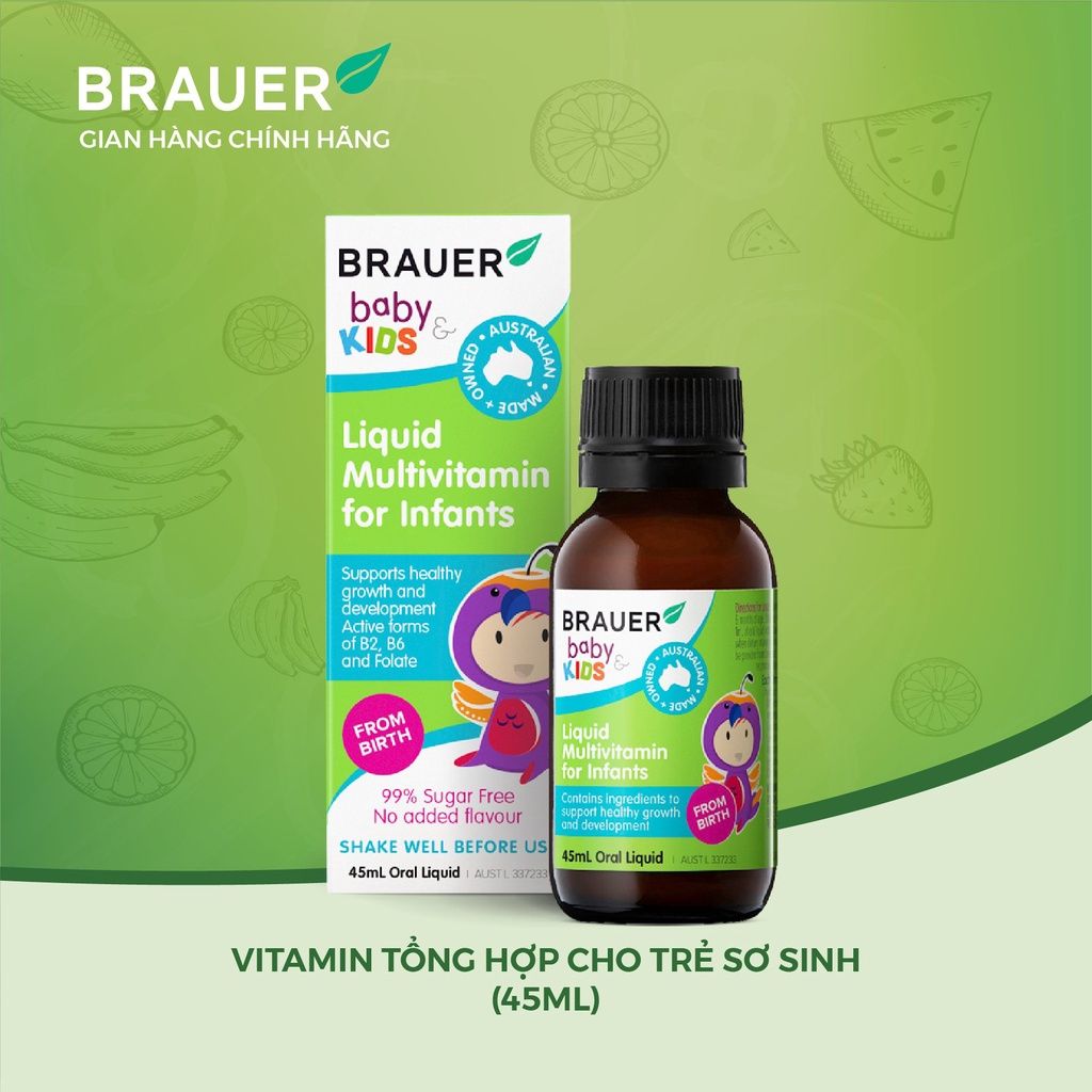  Siro BRAUER Liquid Multivitamin for Infants - Vitamin Tổng Hợp cho trẻ sơ sinh (45ml) 