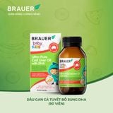  Vitamin BRAUER Baby & Kids Ultra Pure Cod Liver Oil with DHA - Bổ sung DHA tinh khiết cho trẻ từ 1 tuổi (90 viên nang) 