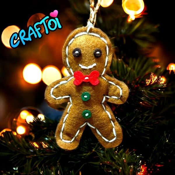  KIM NHỰA Bộ Thủ Công Trẻ Tự Làm Bông 5+ Gingerbread man Christmas ornament Noel Craftoi Felt Sewing toy prepunched holes 