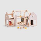  Nhà búp bê bằng gỗ cao su với đồ nội thất 