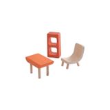  Nhà búp bê bằng gỗ cao su với đồ nội thất 