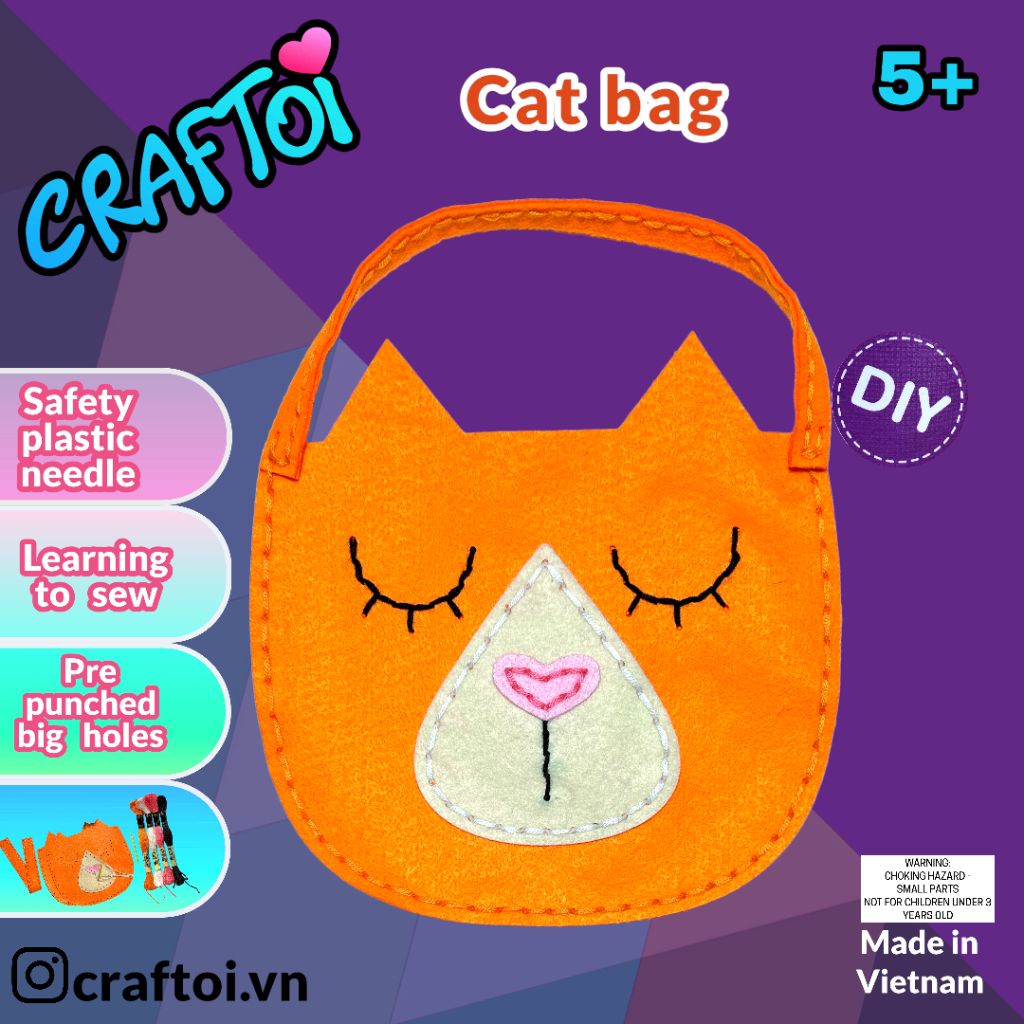  Bộ Thủ Công Trẻ Tự Làm Thú Bông CAT BAG 