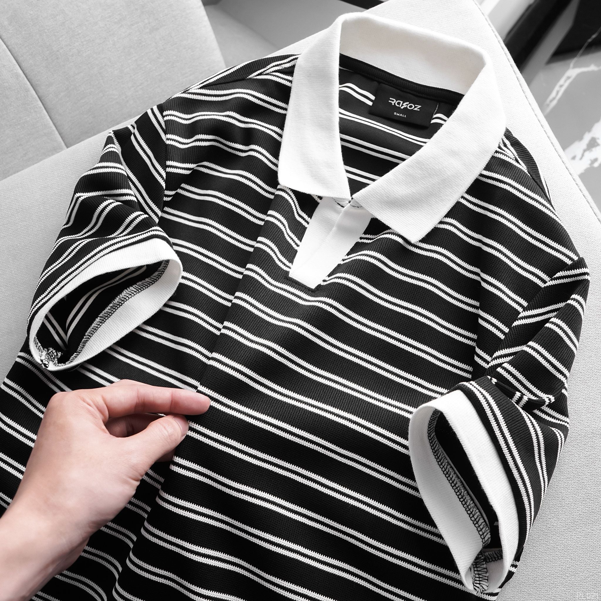  Áo polo cổ V RAFOZ kẻ ngang - 021 
