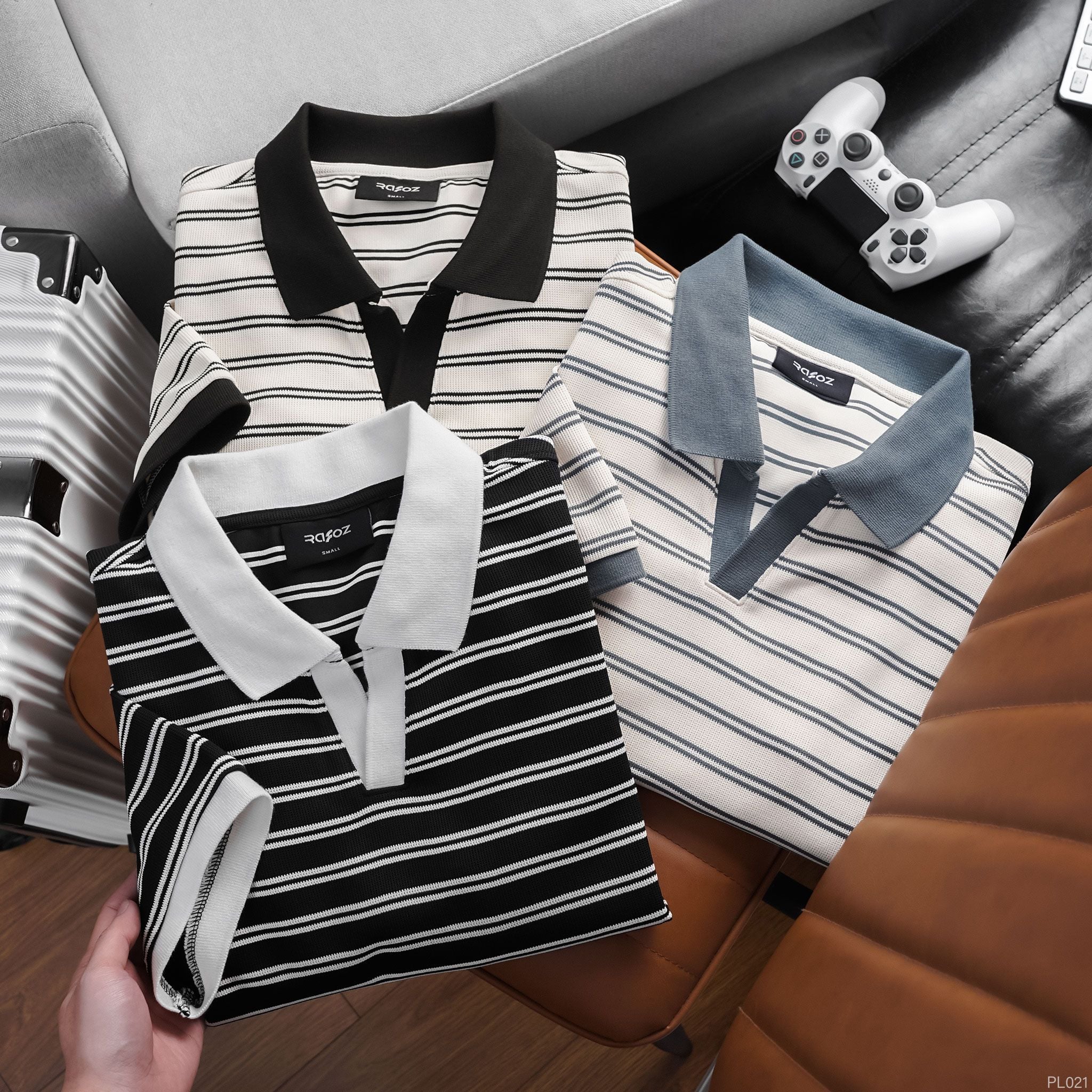  Áo polo cổ V RAFOZ kẻ ngang - 021 