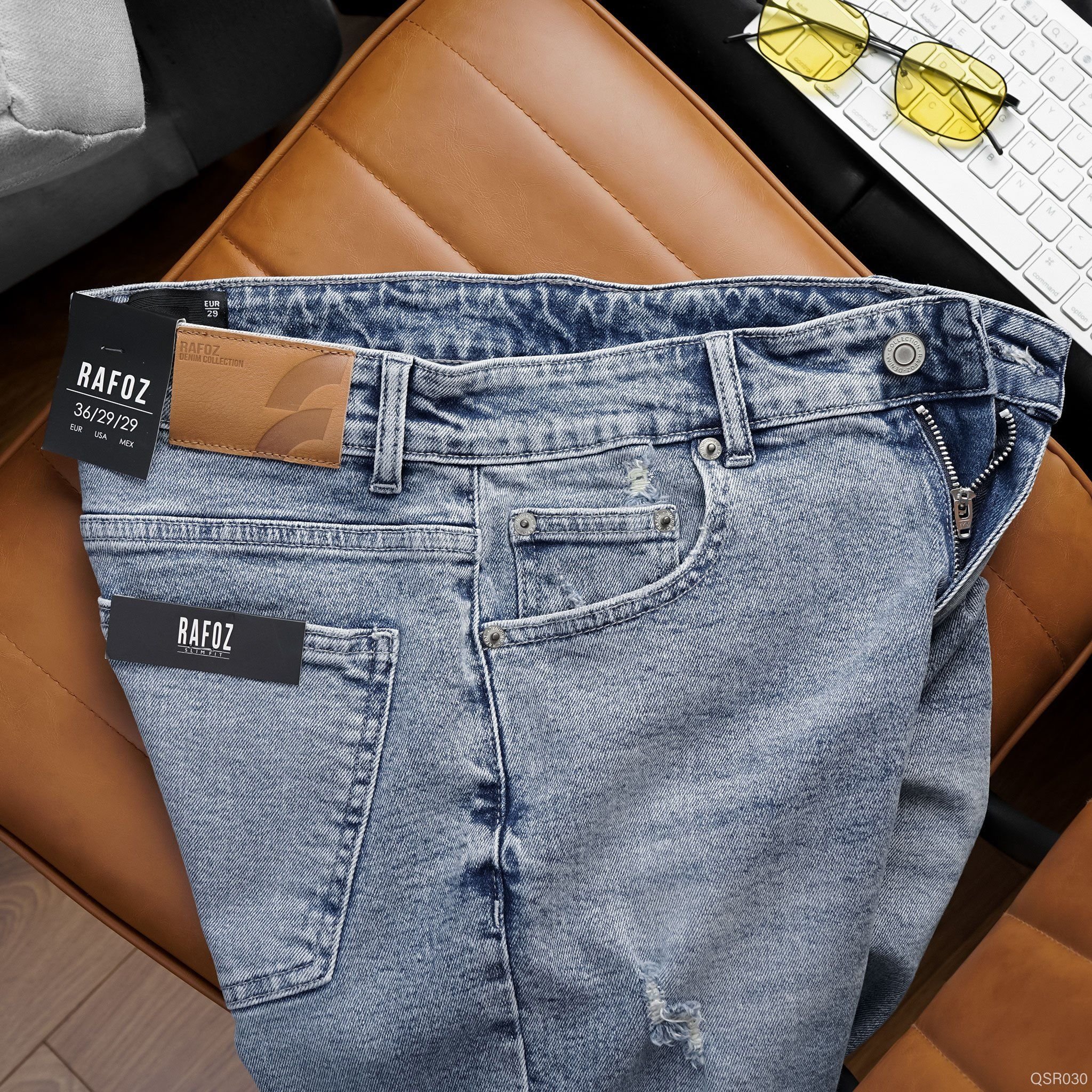 Quần short jean RAFOZ xanh sước - 030 
