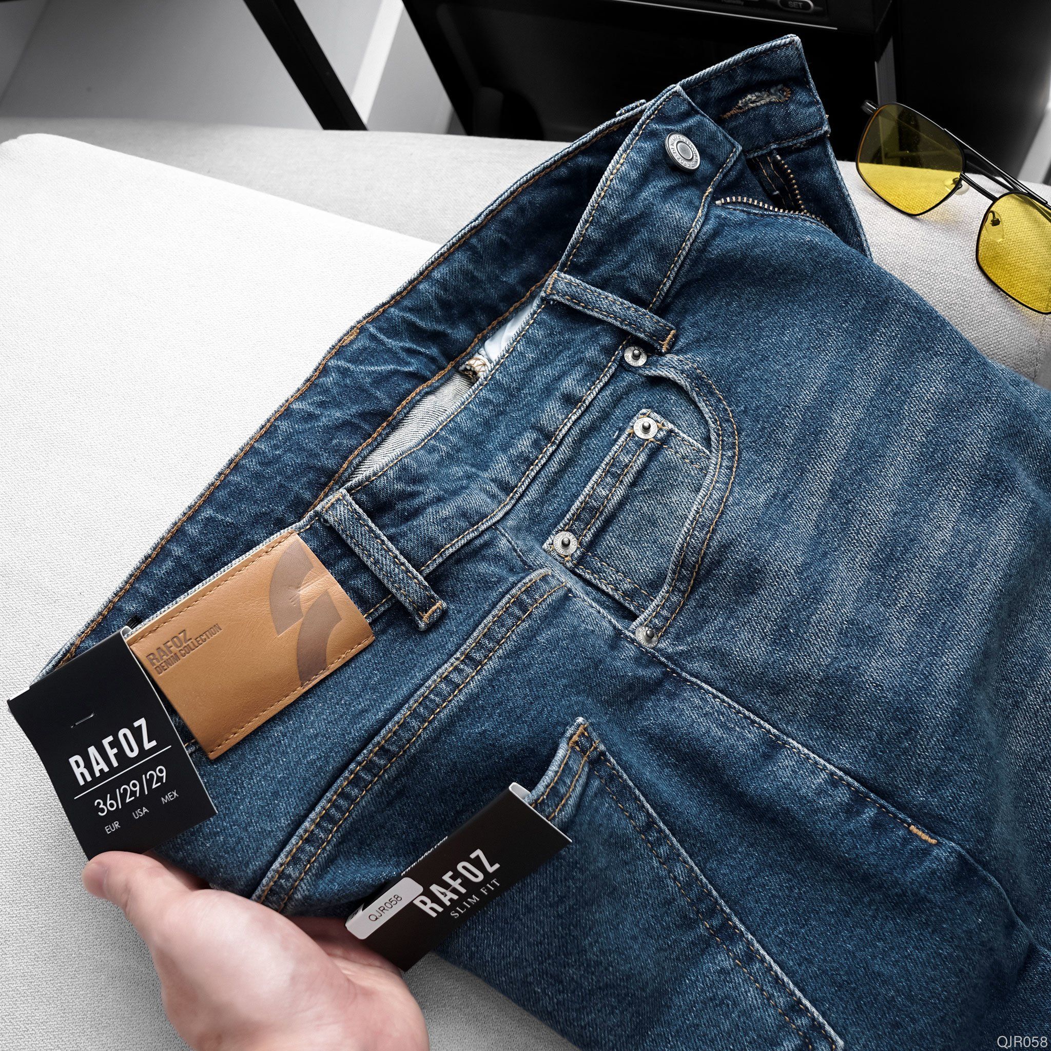 Quần jean RAFOZ xanh đậm wash - 058 
