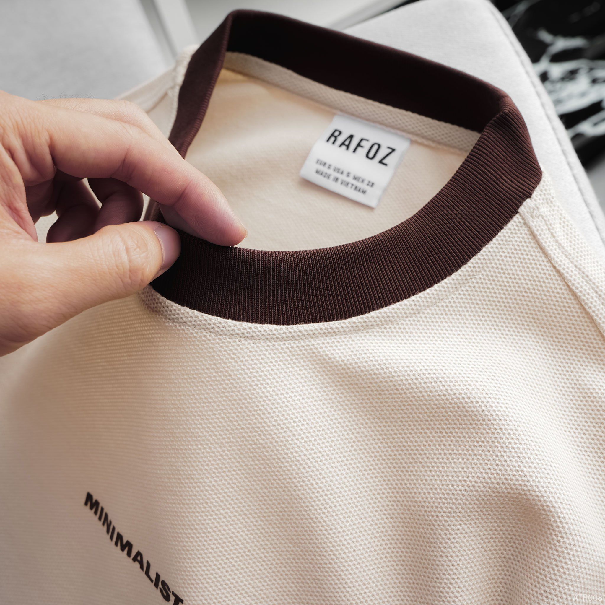 Áo thun RAFOZ beige minimalist - 008 