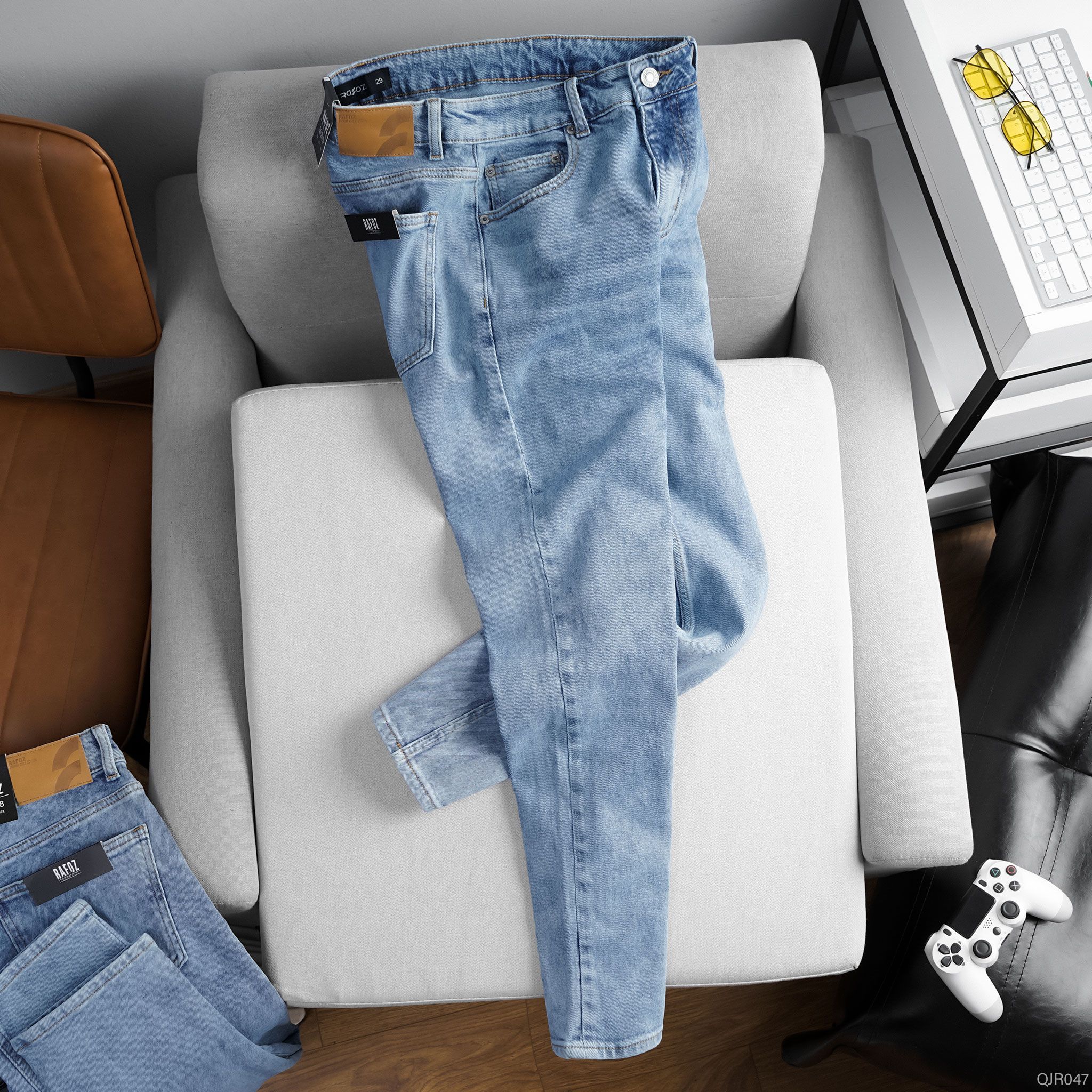  Quần jean RAFOZ xanh nhạt wash - 047 
