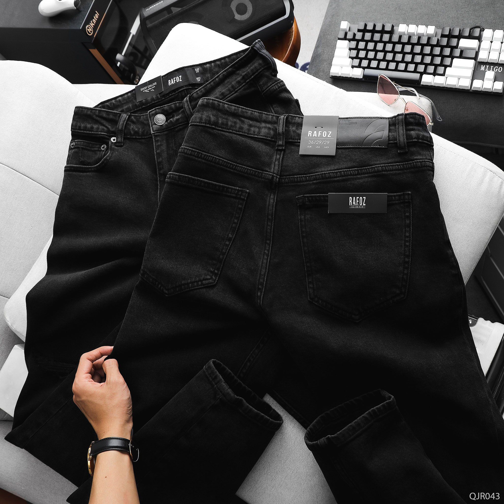  Quần jean RAFOZ grey wash ripped - 043 