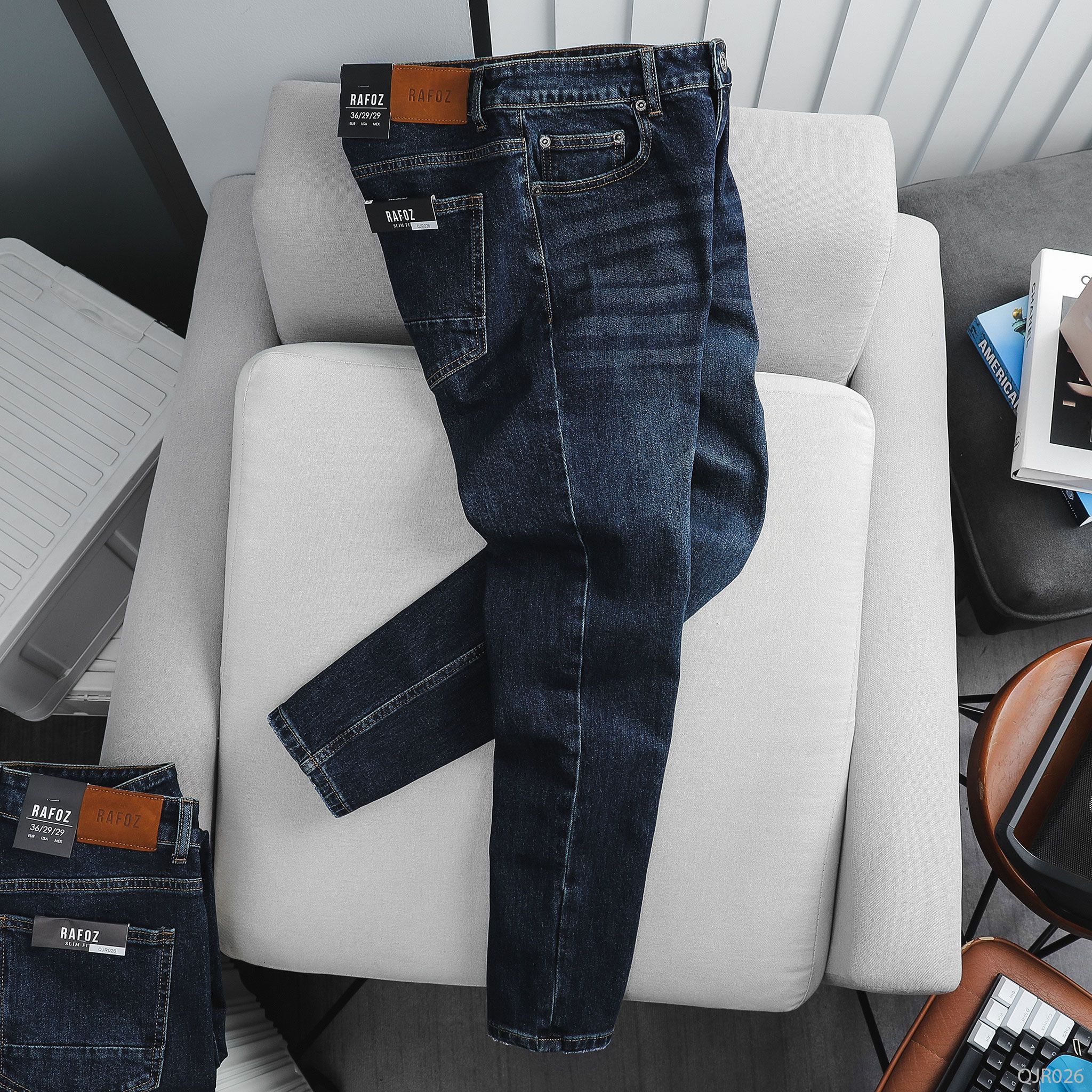 Quần jean RAFOZ xanh đậm wash - 026 