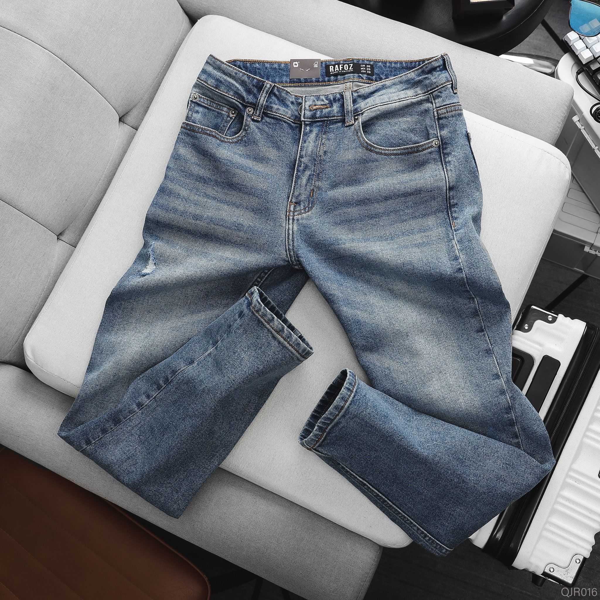 Quần jean RAFOZ blue wash ripped - 016 