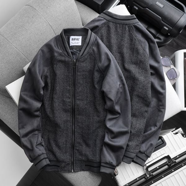  Bomber dạ tay da lộn - 220233 