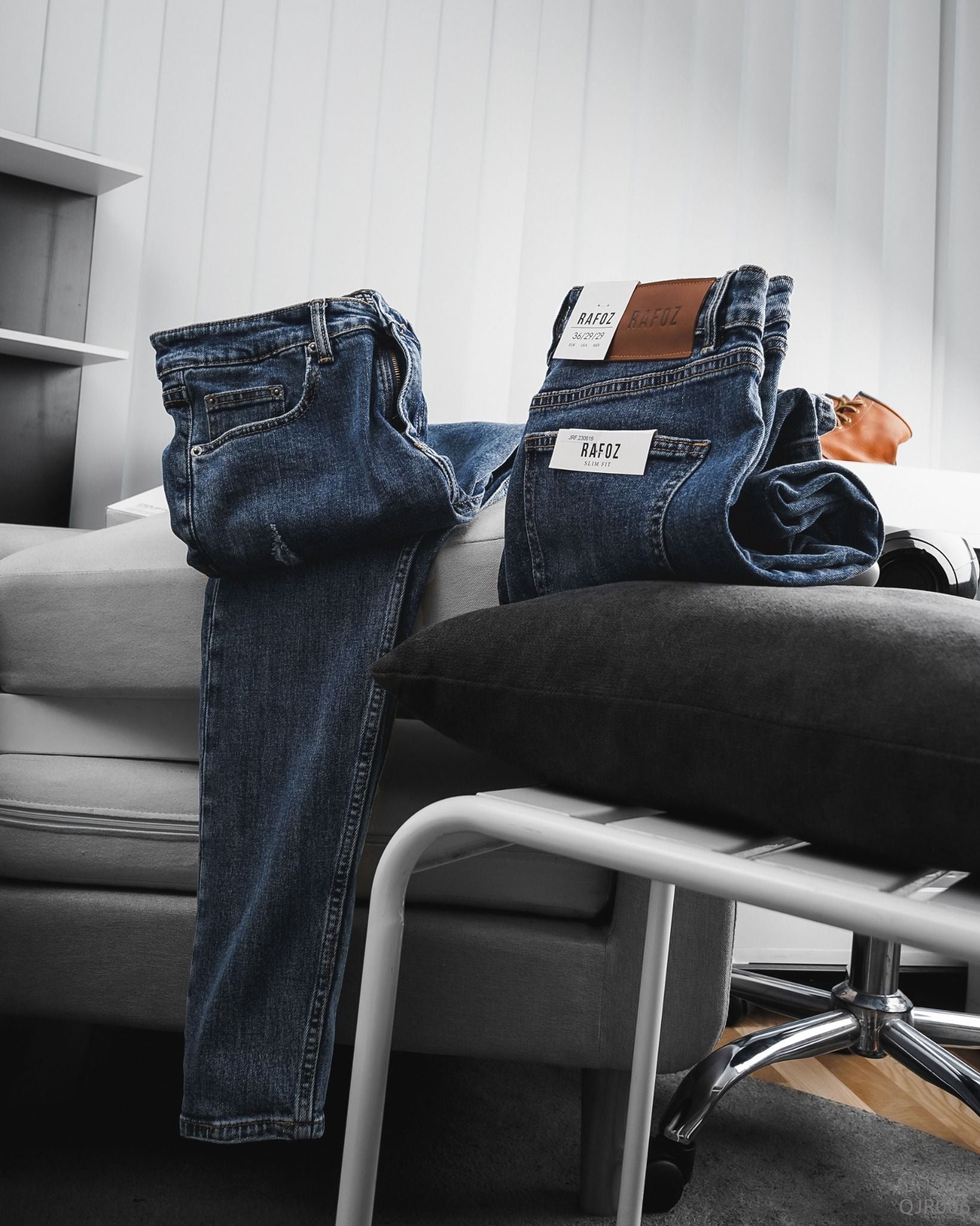  Quần jean RAFOZ 619 Xanh đậm rách - 006 