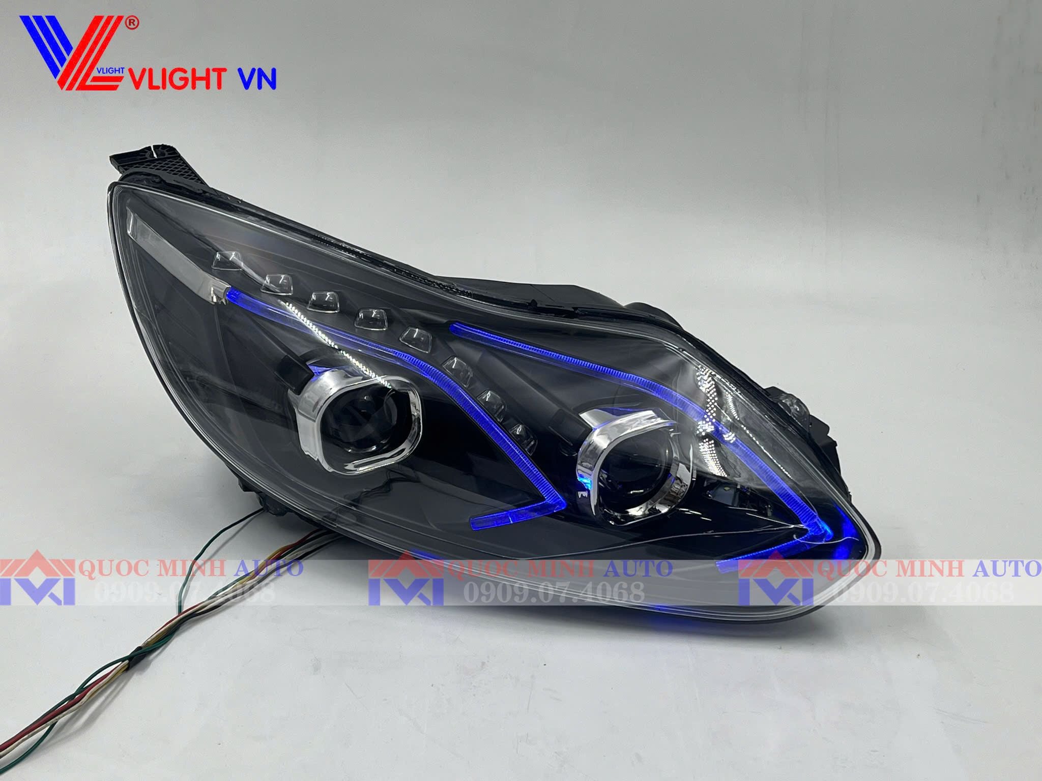  Đèn pha Ford Focus 2012-2015 mẫu Mec Full Led, xinhan chạy 