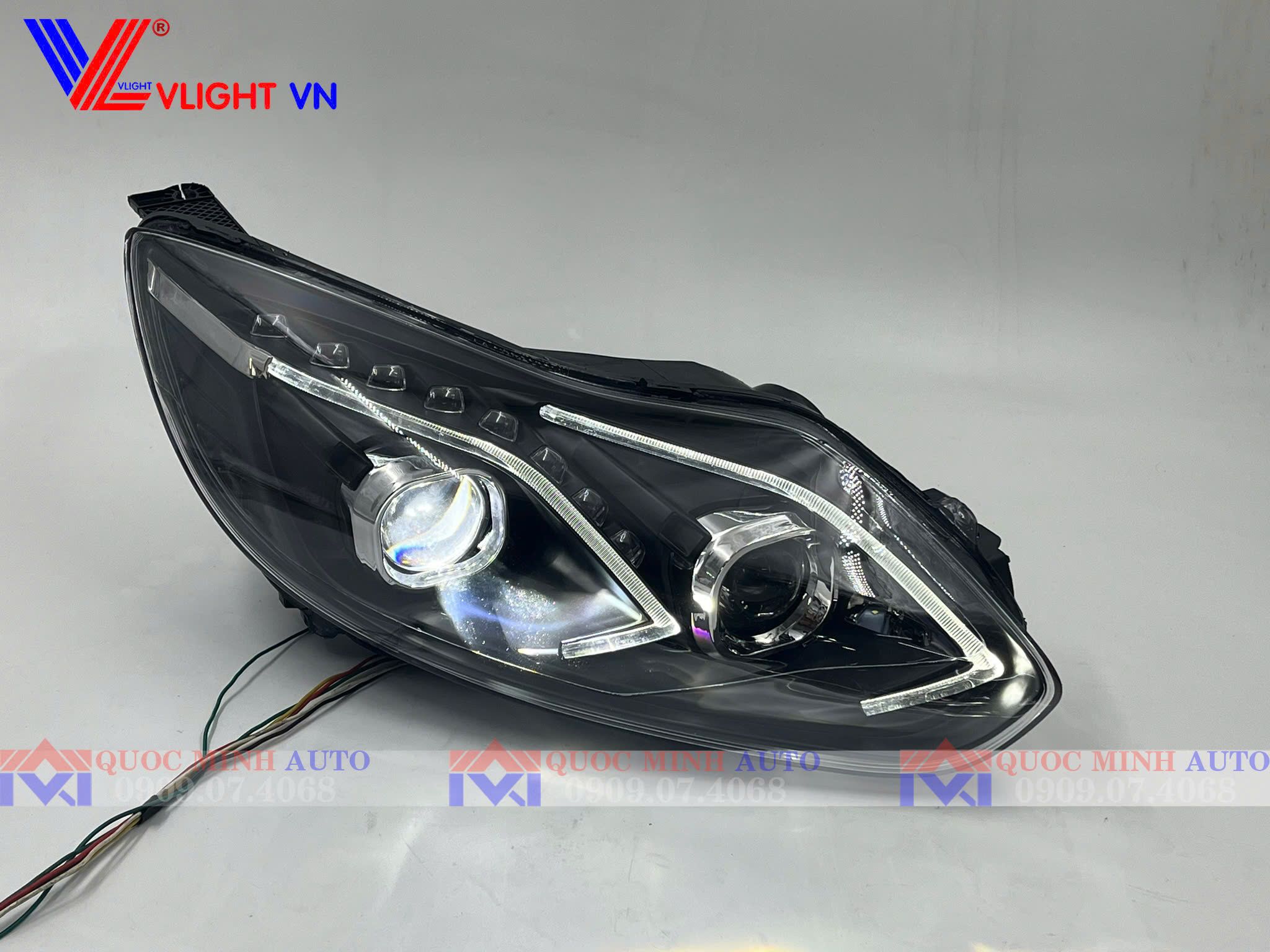  Đèn pha Ford Focus 2012-2015 mẫu Mec Full Led, xinhan chạy 