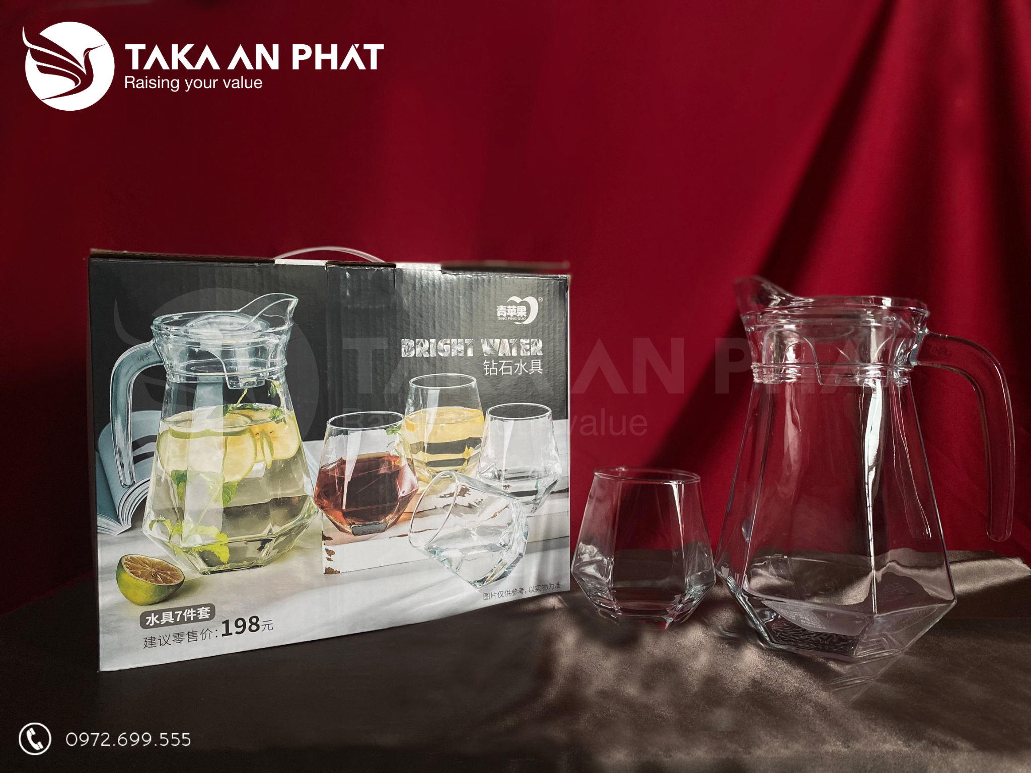  Bộ Bình Và 6 Ly Bầu Lùn Thủy Tinh Cao Cấp 