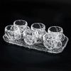  Bộ cốc thủy tinh hoa kèm khay đựng sang trọng 