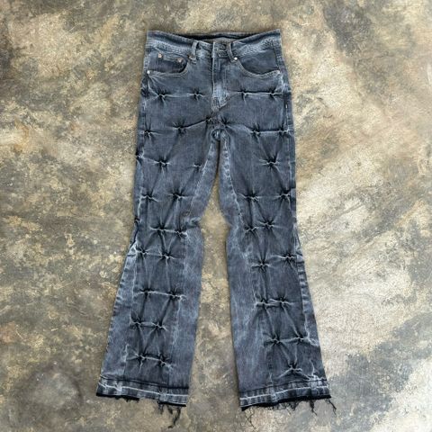  VND Net Washed Flare Jeans (Off-black) 