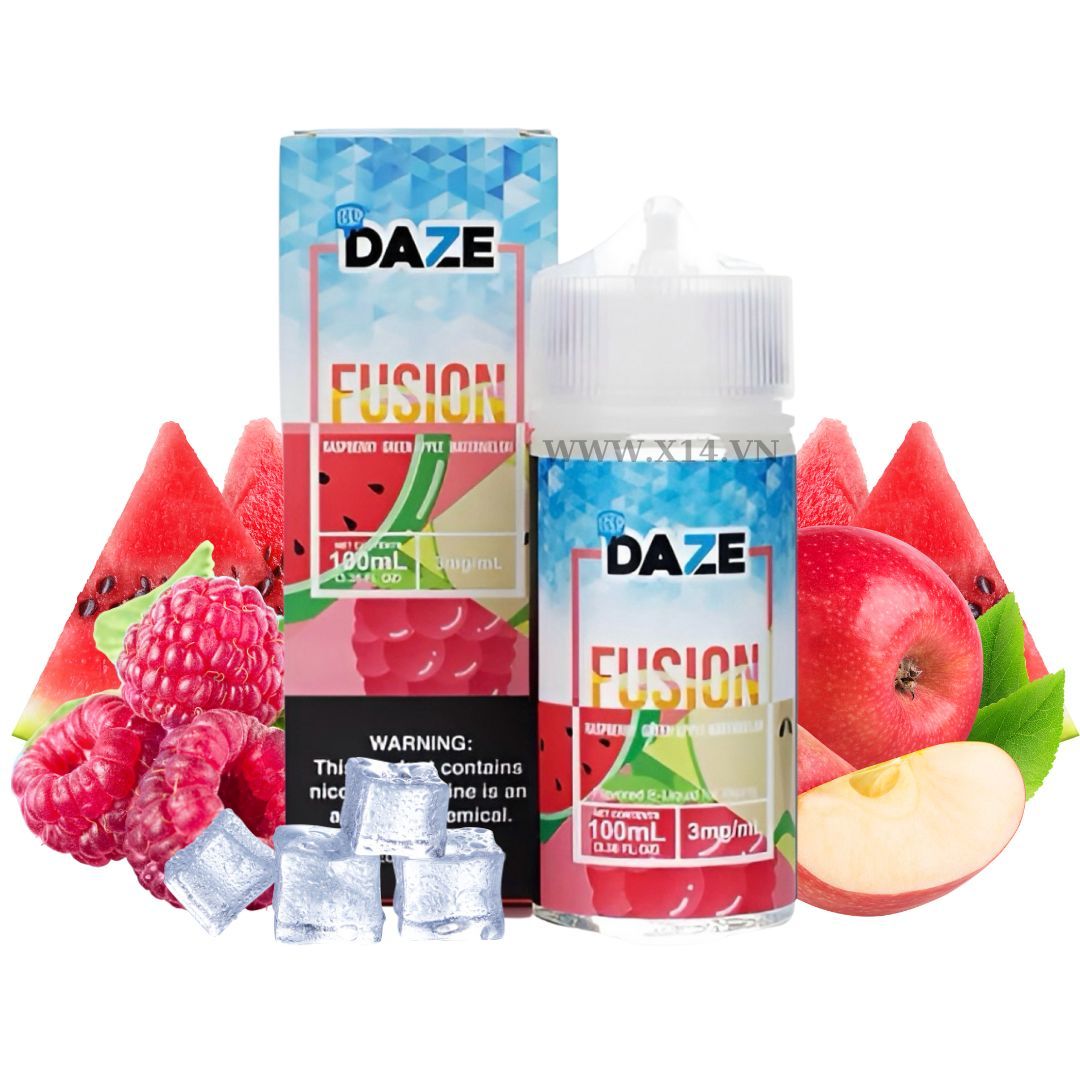  Daze Fusion Mâm Xôi Táo Xanh Dưa Hấu (Raspberry Green Apple Watermelon) 100ml Freebase 