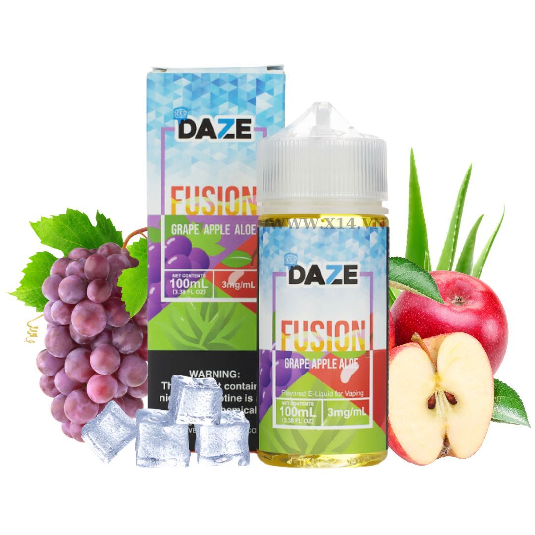 Daze Fusion Nho Táo Nha Đam (Grape Apple Aloe) 100ml Freebase 