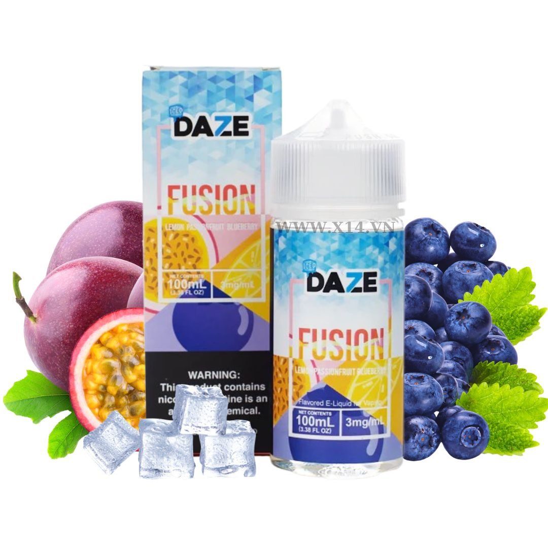  Daze Fusion Chanh Dây Việt Quất (Lemon Passionfruit Blueberry) 100ml Freebase 