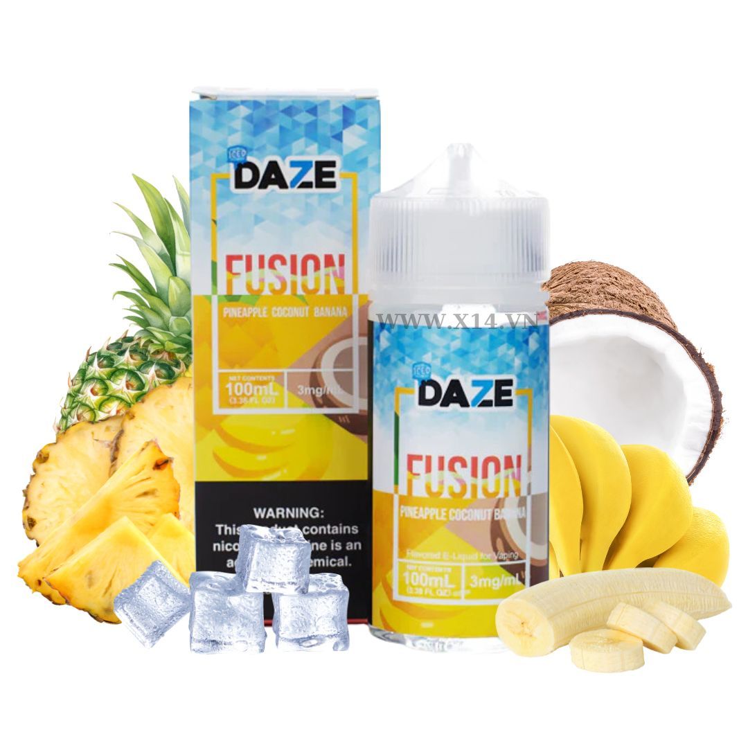  Daze Fusion Dứa Dừa Chuối (Pineapple Coconut Banana) 100ml Freebase 