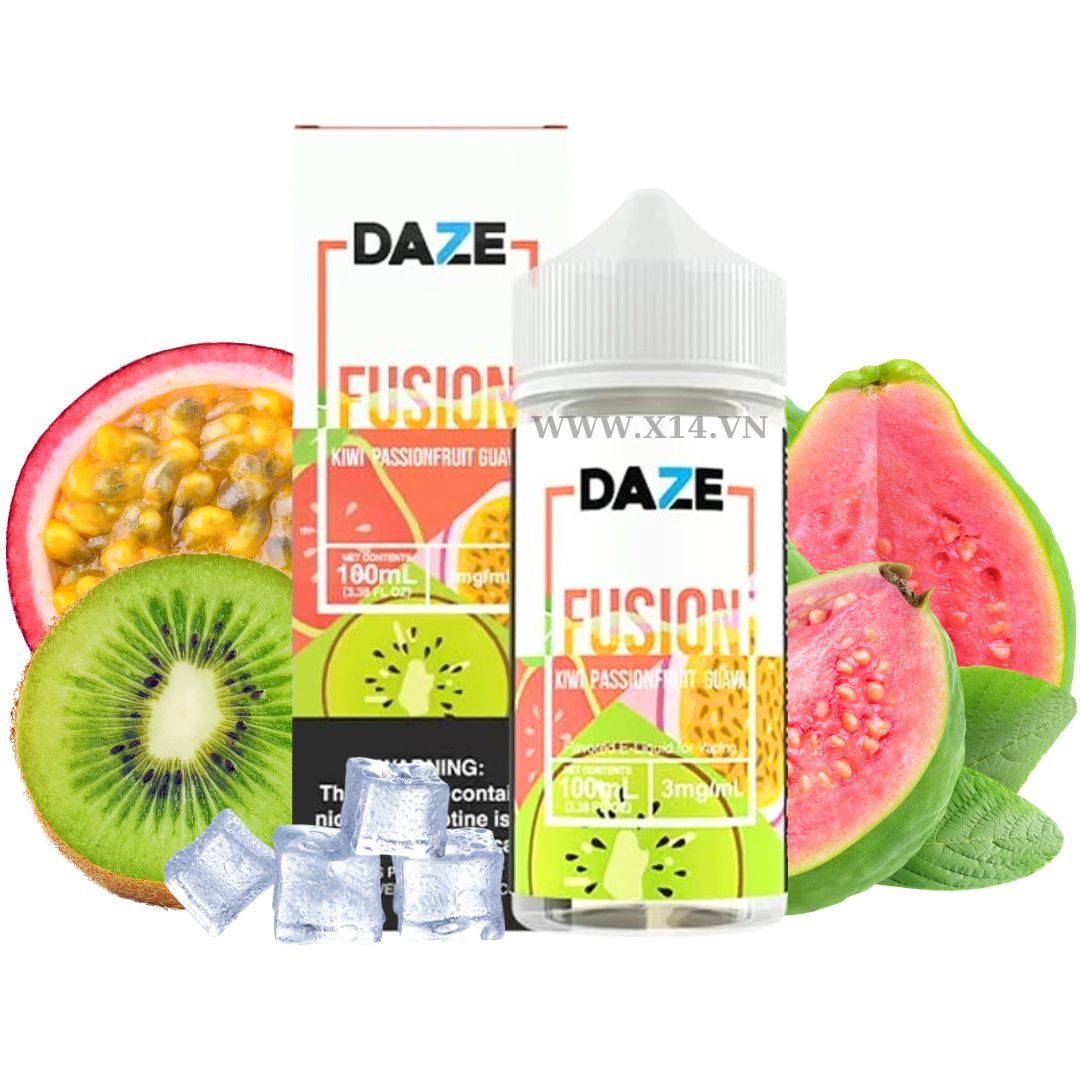  Daze Fusion Kiwi Chanh Dây Ổi (Kiwi Passionfruit Guava) 100ml Freebase 