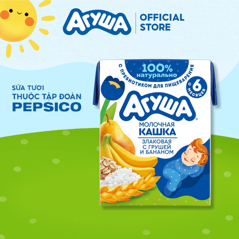  Sữa đêm ăn dặm tăng cân ngũ cốc vị lê và chuối Agusha 200ml 