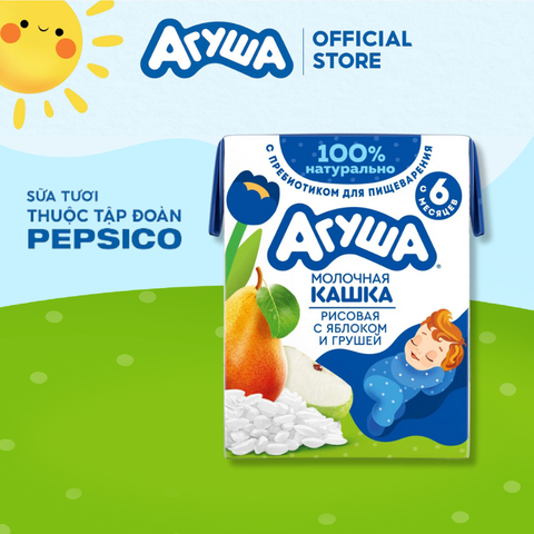  Sữa đêm ăn dặm tăng cân gạo sữa vị táo và lê Agusha 200ml 