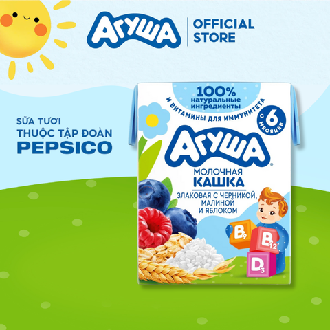  Sữa ăn dặm tăng cân ngũ cốc vị việt quất, mâm xôi và táo Agusha 200ml 