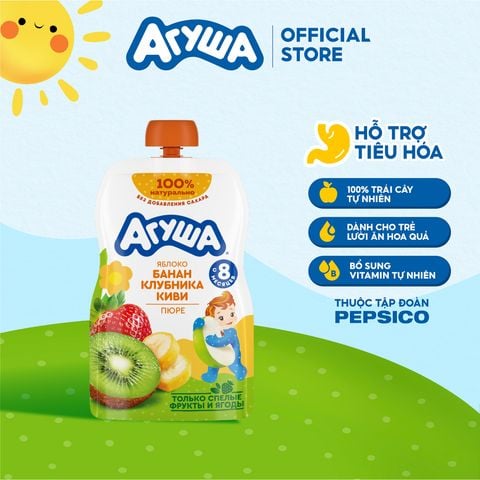  Trái cây nghiền vị táo, chuối, dâu tây và kiwi Agusha 90g dành cho bé từ 6 tháng trở lên 