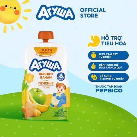  Trái cây nghiền vị táo, chuối và bánh quy Agusha 90g dành cho bé từ 6 tháng trở lên 