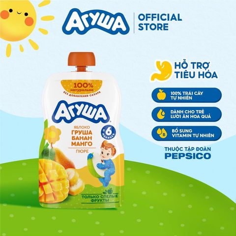  Trái cây nghiền vị táo, lê, chuối và xoài Agusha 90g dành cho bé từ 6 tháng trở lên 