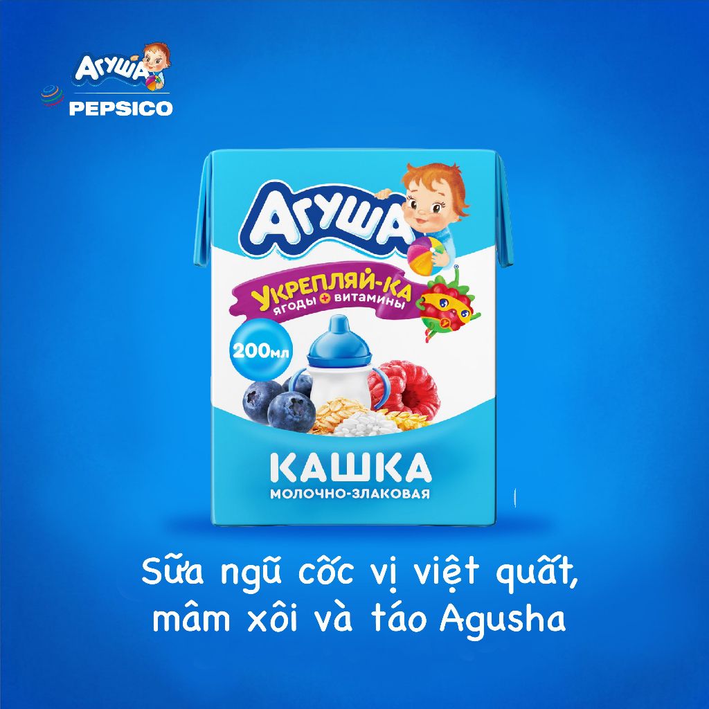  Combo 20 hộp Sữa ngũ cốc tăng đề kháng,tăng cân vị việt quất, mâm xôi và táo Agusha 200ml/hộp 