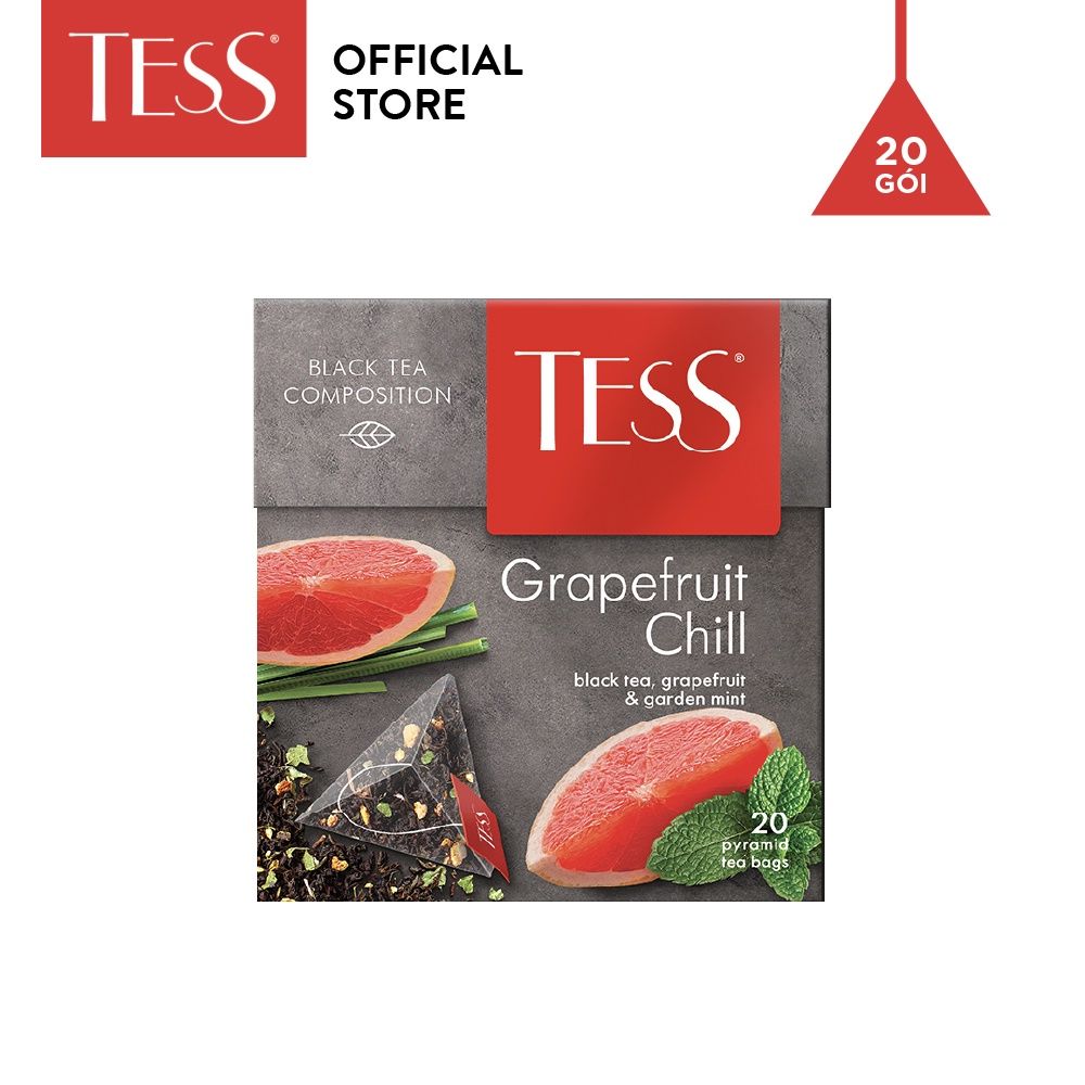 Combo 12 hộp Trà đen Tess Grapefruit Chill vị bưởi và bạc hà 20 gói/hộp 