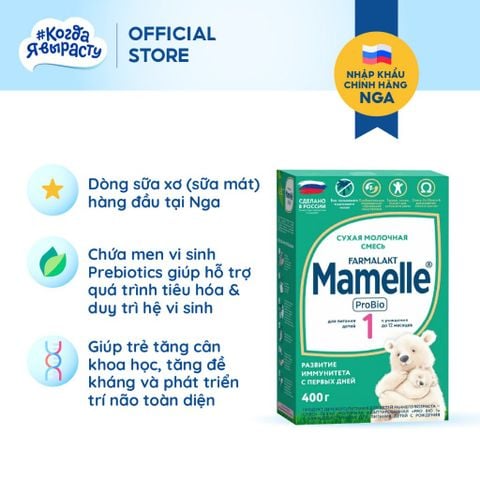  Sữa bột công thức tăng cân, mát, hỗ trợ tiêu hóa Mamelle Pro Bio Số 1 cho trẻ từ 0 đến 12 tháng hộp 400g 