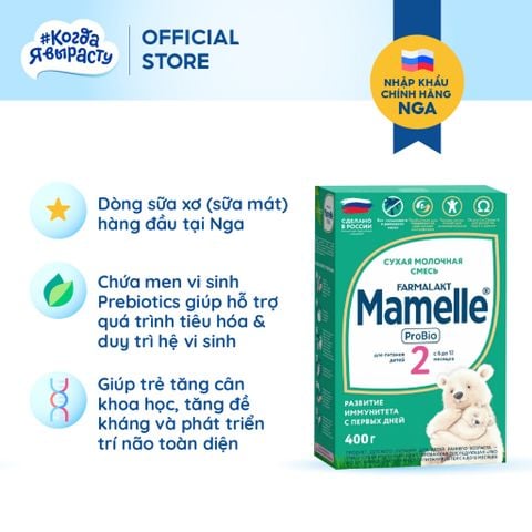  Sữa bột công thức tăng cân, mát, hỗ trợ tiêu hóa Mamelle Pro Bio Số 2 cho trẻ từ 6 đến 12 tháng hộp 400g/hộp 