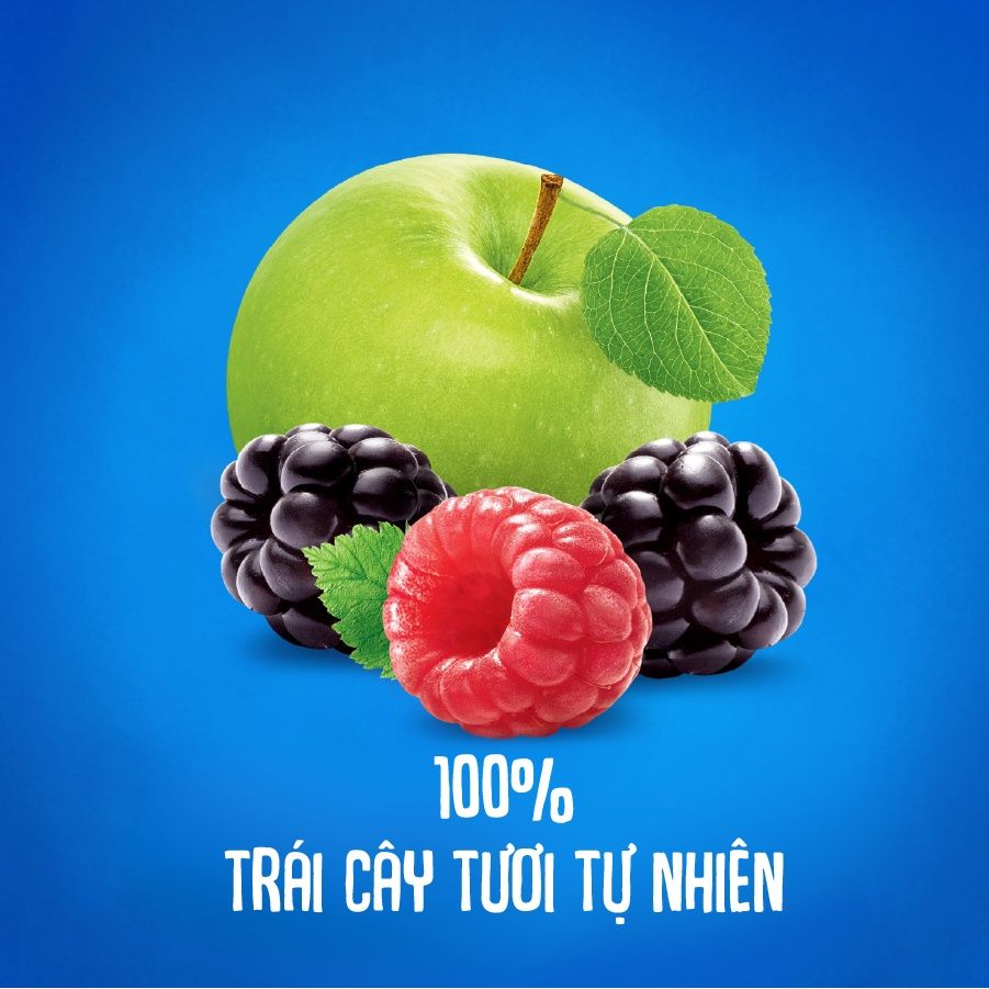  Trái cây nghiền vị táo, mâm xôi đen và mâm xôi đỏ Agusha 90g dành cho bé từ 6 tháng trở lên 